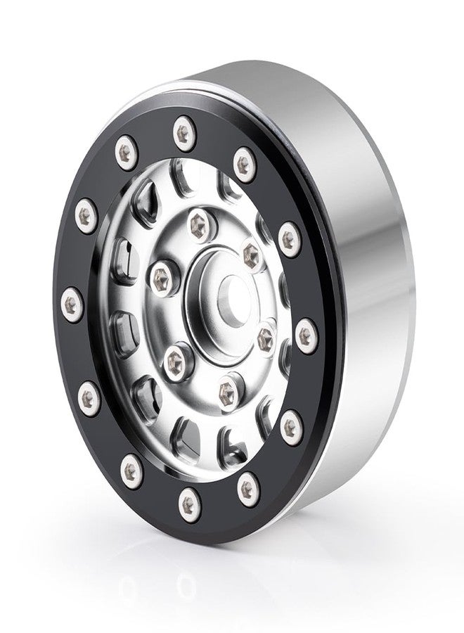 عجلات MORLORDY RC مقاس 1.55 بوصة، عجلات ألومنيوم عتيقة الطراز لسيارات التحكم عن بعد بمقياس 1/18 Axial UTB18 و 1/10 AX90069 D90 TF2 CC01، قطع غيار ترقية (فضي) - Image 4
